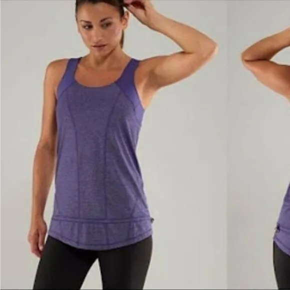 lululemon athletica Tops - Lululemon Athletica Blue Purple Run for Your Life Shelf Bra Athletic Tank Size 4
